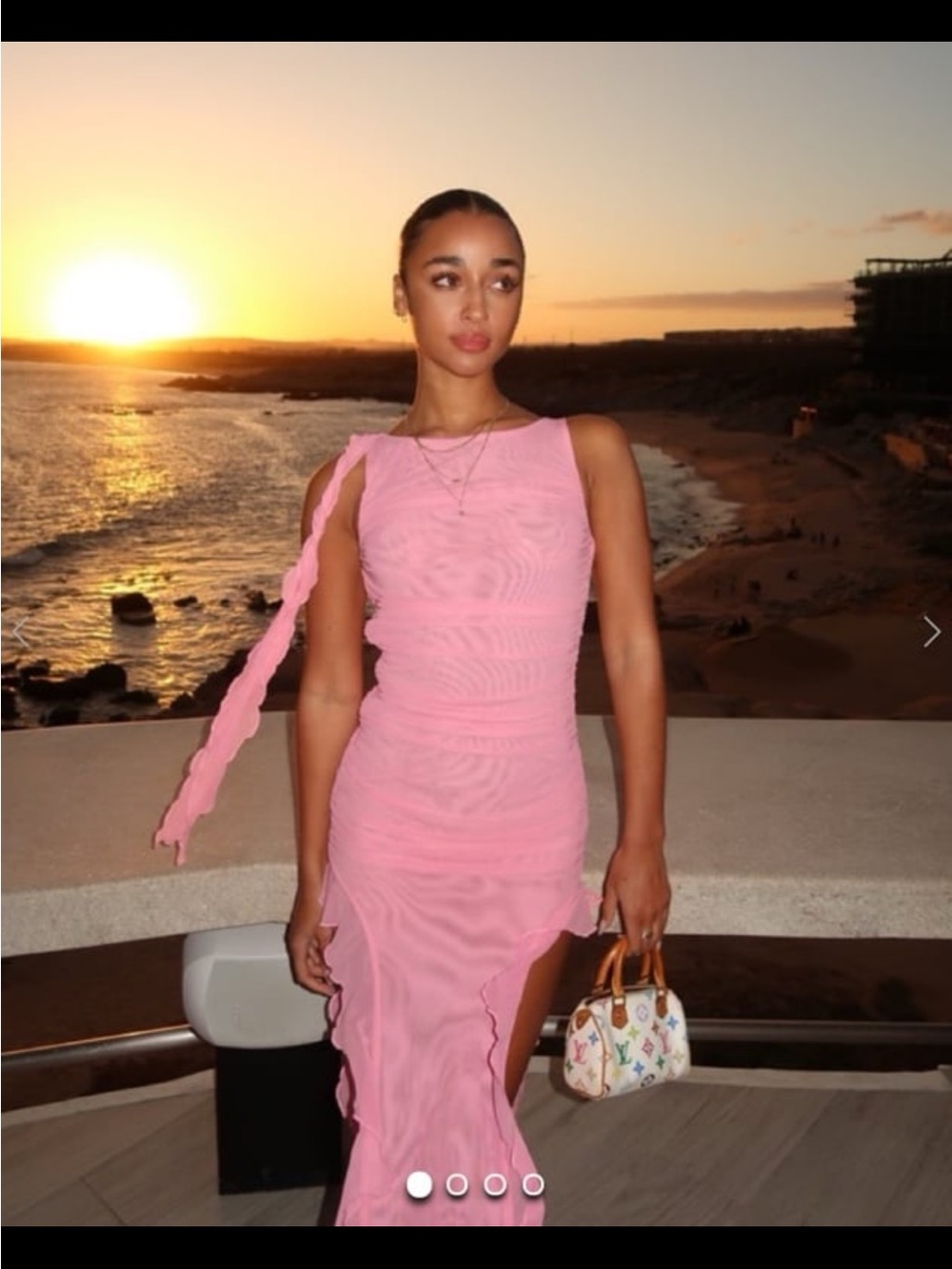 Lovers + Friends Pink Ruched High-Low Maxi Dress - Picture 5 of 6